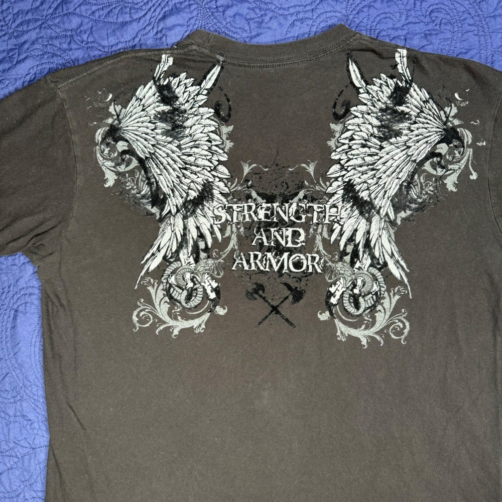 Apostasy Y2K Strength And Armor‎ Angel Wings Goth Grunge T-Shirt Men XL